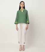 Deep green & ivory jovie pant set