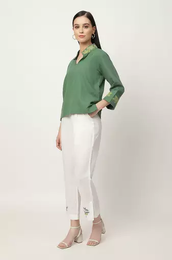Deep green & ivory jovie pant set