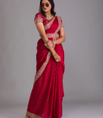 Red Women heavy zari embroidery saree