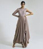 Oyster georgette blend drape dress