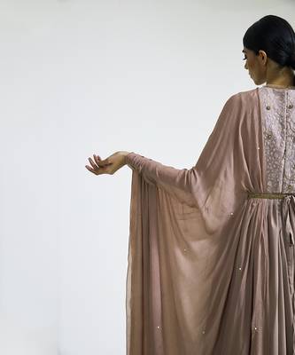 Oyster georgette blend drape dress 4