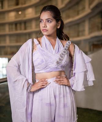 Lavender chiffon pant set 2
