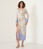 Lavender modal satin slit dress