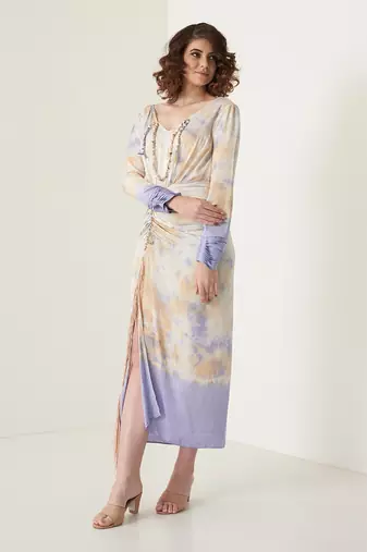 Lavender modal satin slit dress