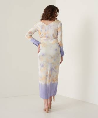 Lavender modal satin slit dress 4