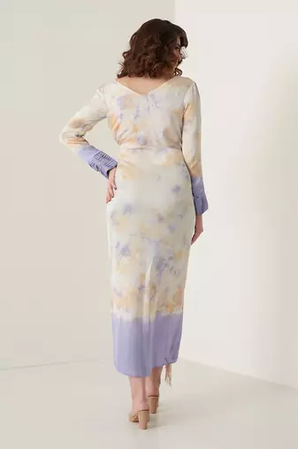 Lavender modal satin slit dress