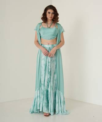 Aqua modal satin co ord set 1