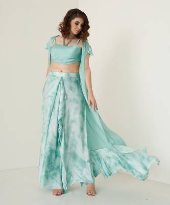 Aqua modal satin co ord set 2