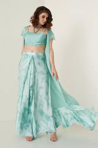 Aqua modal satin co ord set