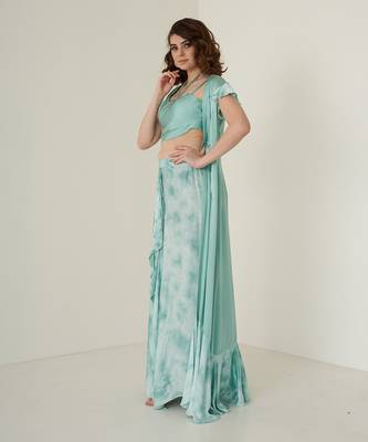 Aqua modal satin co ord set 3