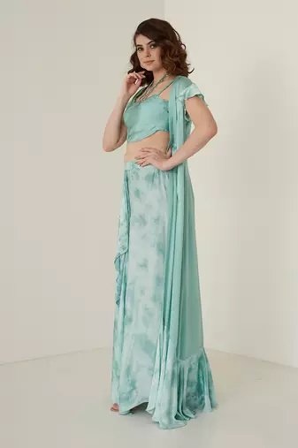 Aqua modal satin co ord set