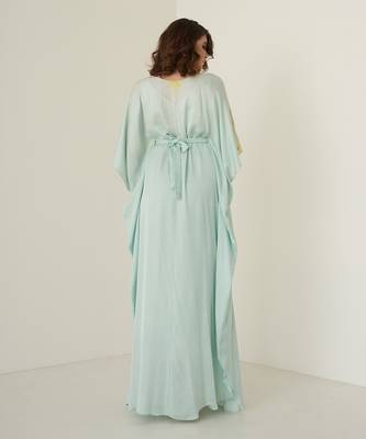 Aqua green modal satin kaftaan 4