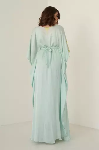 Aqua green modal satin kaftaan