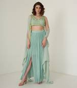 Aqua blue chiffon co ord set