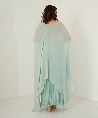 Aqua blue chiffon co ord set 4
