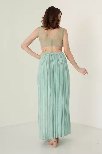 Aqua blue chiffon co ord set