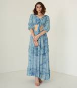 Blue chiffon skirt set