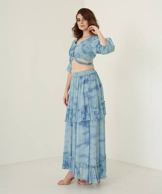 Blue chiffon skirt set 3