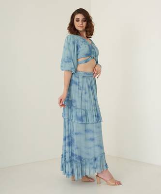 Blue chiffon skirt set 4