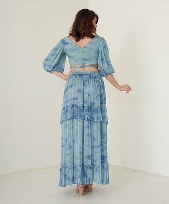Blue chiffon skirt set 5