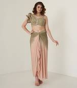 Green modal satin dhoti set
