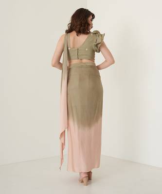 Green modal satin dhoti set 4