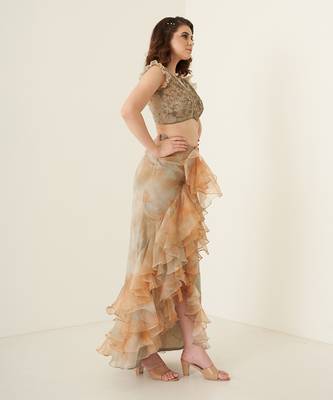 Rust pure organza skirt set 3
