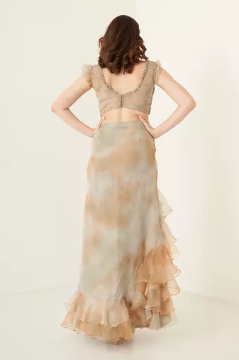 Rust pure organza skirt set