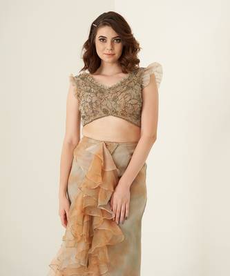 Rust pure organza skirt set 5
