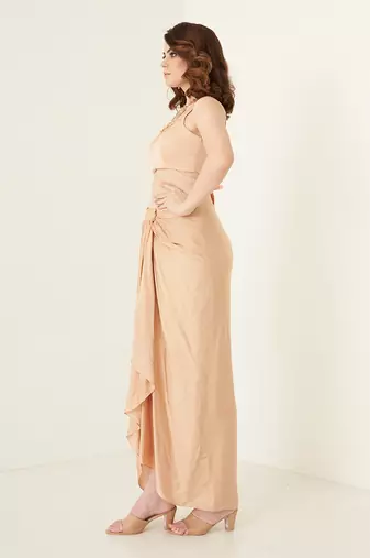 Peach dhoti shirt set