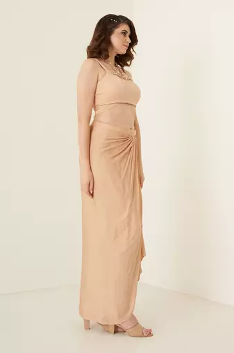 Peach dhoti shirt set