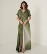 Moss green modal satin gown