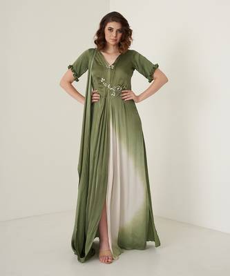 Moss green modal satin gown 2