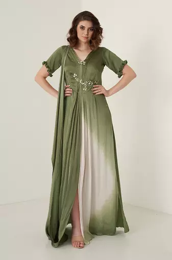 Moss green modal satin gown