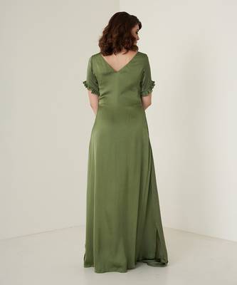 Moss green modal satin gown 4