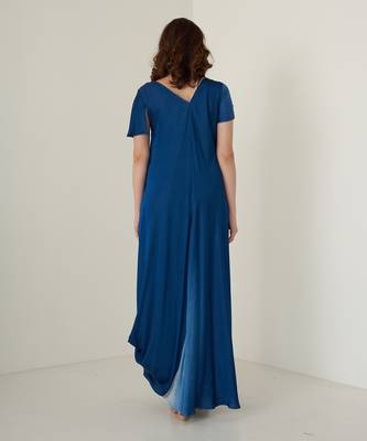 Navy blue modal satin dress 4
