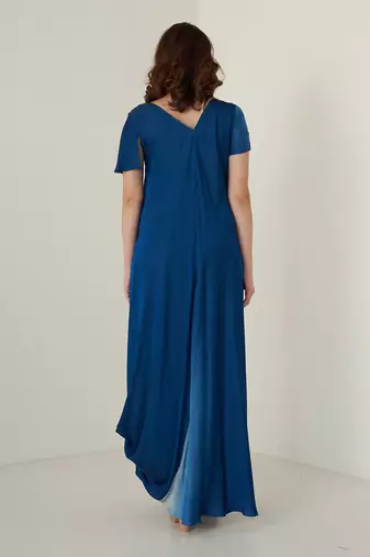 Navy blue modal satin dress