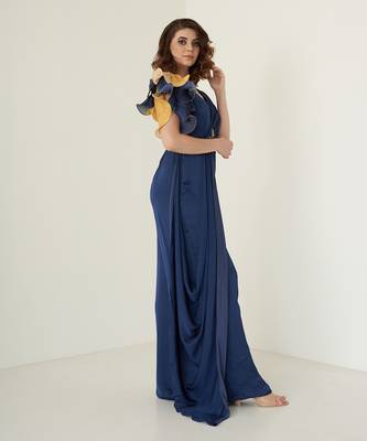 Navy blue modal satin jumpsuit 2