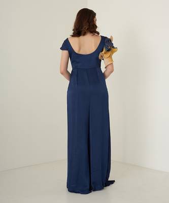 Navy blue modal satin jumpsuit 3
