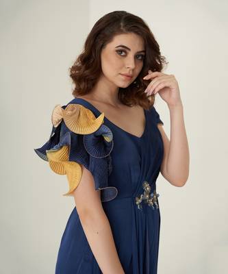Navy blue modal satin jumpsuit 5