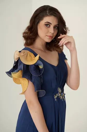 Navy blue modal satin jumpsuit