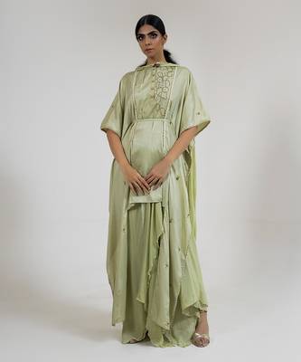 Sage green crepe dhoti set 1