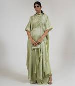 Sage green crepe dhoti set