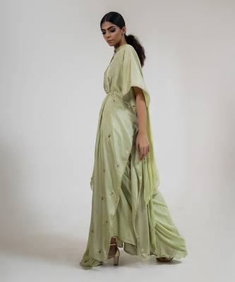 Sage green crepe dhoti set 2
