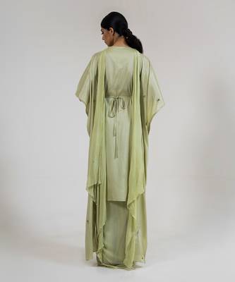 Sage green crepe dhoti set 3