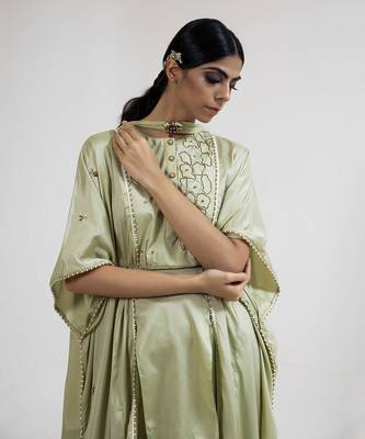 Sage green crepe dhoti set 4