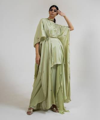 Sage green crepe dhoti set 5