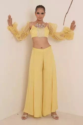 Aqua blue modal satin pant set