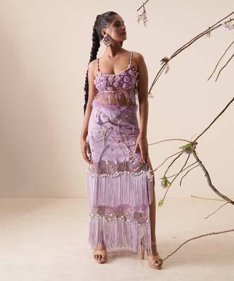Lavender soft net skirt set 1