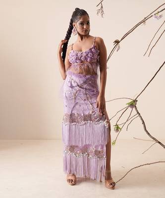 Lavender soft net skirt set 2